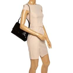 Pre Owned Carolina Herrera Black Leather Flap Top Handle Bag