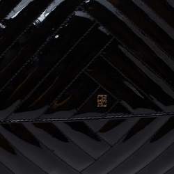 Pre Owned Carolina Herrera Black Leather Flap Top Handle Bag