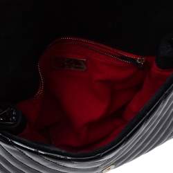 Pre Owned Carolina Herrera Black Leather Flap Top Handle Bag