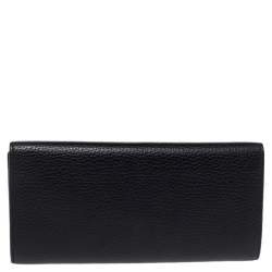 Pre Owned Carolina Herrera Black Studded Leather Trifold Continental Wallet