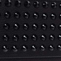 Pre Owned Carolina Herrera Black Studded Leather Trifold Continental Wallet