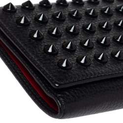 Pre Owned Carolina Herrera Black Studded Leather Trifold Continental Wallet