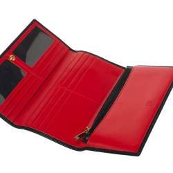 Pre Owned Carolina Herrera Black Studded Leather Trifold Continental Wallet