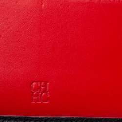 Pre Owned Carolina Herrera Black Studded Leather Trifold Continental Wallet