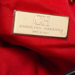 Pre Owned Carolina Herrera Black Monogram Leather Jerry Chain Clutch