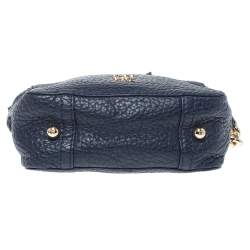 Pre Owned Carolina Herrera Navy Blue Leather Mini Crossbody Bag
