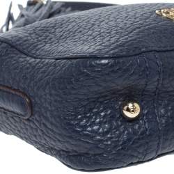 Pre Owned Carolina Herrera Navy Blue Leather Mini Crossbody Bag