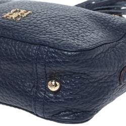 Pre Owned Carolina Herrera Navy Blue Leather Mini Crossbody Bag