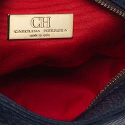Pre Owned Carolina Herrera Navy Blue Leather Mini Crossbody Bag