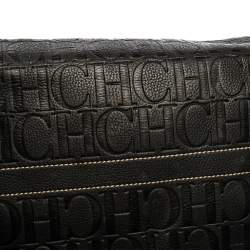 Pre Owned Carolina Herrera Black Monogram Leather Large Andy Boston Bag