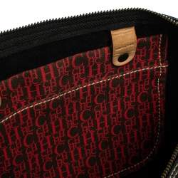 Pre Owned Carolina Herrera Black Monogram Leather Large Andy Boston Bag