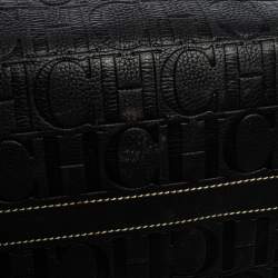 Pre Owned Carolina Herrera Black Monogram Leather Large Andy Boston Bag