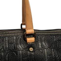 Pre Owned Carolina Herrera Black Monogram Leather Large Andy Boston Bag