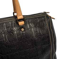 Pre Owned Carolina Herrera Black Monogram Leather Large Andy Boston Bag