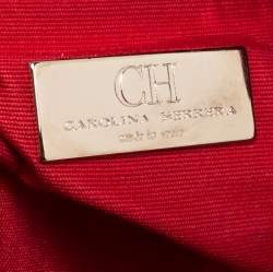 Pre Owned Carolina Herrera Red CH Logo Braided Handle Shoulder Bag