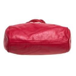 Pre Owned Carolina Herrera Red CH Logo Braided Handle Shoulder Bag