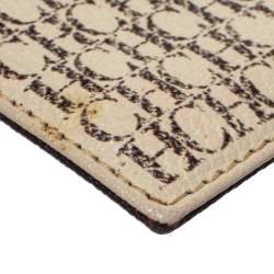 Pre Owned حافظة بطاقات كارولينا هيريرا جلد وكانفاس مقوى شهيرة ثلاثية اللون