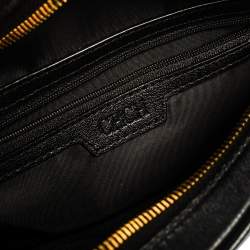 Pre Owned Carolina Herrera Black Embossed Leather Oval Shoulder Bag