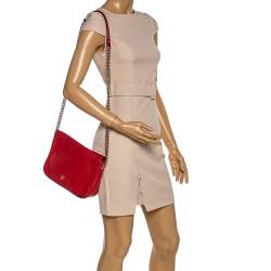 Pre Owned Carolina Herrera Red Leather New Baltazar Flap Shoulder Bag