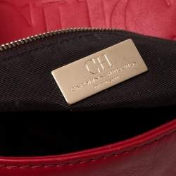 Pre Owned Carolina Herrera Red Leather New Baltazar Flap Shoulder Bag