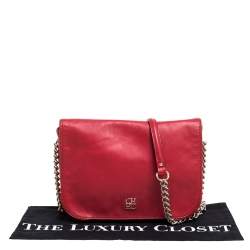 Pre Owned Carolina Herrera Red Leather New Baltazar Flap Shoulder Bag