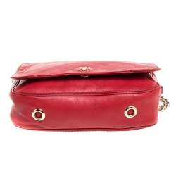 Pre Owned Carolina Herrera Red Leather New Baltazar Flap Shoulder Bag
