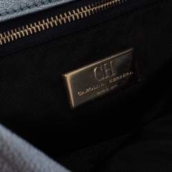 Pre Owned Carolina Herrera Metallic Blue Leather Flap Shoulder Bag