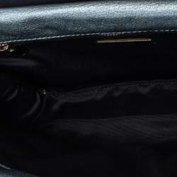 Pre Owned Carolina Herrera Metallic Blue Leather Flap Shoulder Bag