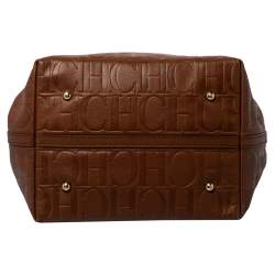 Pre Owned Carolina Herrera Brown Monogram Leather Matryoshka Tote