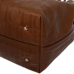 Pre Owned Carolina Herrera Brown Monogram Leather Matryoshka Tote