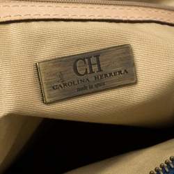 Pre Owned Carolina Herrera Blue Monogram Leather Large Andy Boston Bag