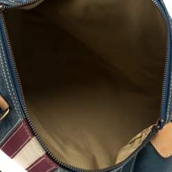 Pre Owned Carolina Herrera Blue Monogram Leather Large Andy Boston Bag