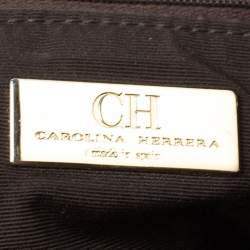 Pre Owned Carolina Herrera Brown Monogram Suede and Leather Chain Hobo