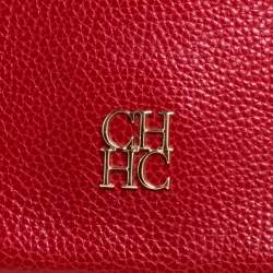 Pre Owned Carolina Herrera Red Leather Minueto Flap Bag