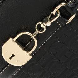 Pre Owned Carolina Herrera Black Monogram Leather Andy Tote