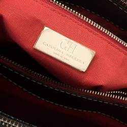 Pre Owned Carolina Herrera Black Monogram Leather Andy Tote