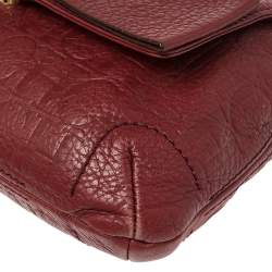 Pre Owned Carolina Herrera Red Monogram Leather Audrey Shoulder Bag