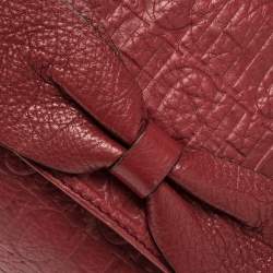 Pre Owned Carolina Herrera Red Monogram Leather Audrey Shoulder Bag