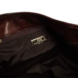 Pre Owned Carolina Herrera Brown Monogram Leather Chain Hobo