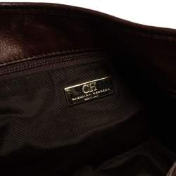 Pre Owned Carolina Herrera Brown Monogram Leather Chain Hobo