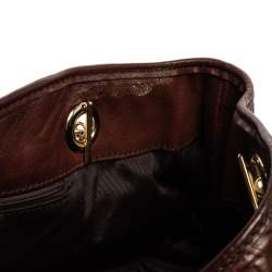 Pre Owned Carolina Herrera Brown Monogram Leather Chain Hobo