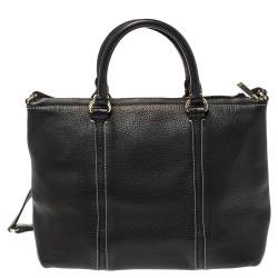 Pre Owned Carolina Herrera Black Leather CHCH Logo Tote