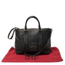 Pre Owned Carolina Herrera Black Leather CHCH Logo Tote