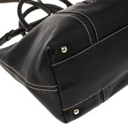 Pre Owned Carolina Herrera Black Leather CHCH Logo Tote