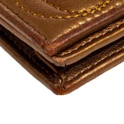 Pre Owned Carolina Herrera Metallic Gold Monogram Leather Chain Clutch