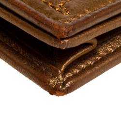 Pre Owned Carolina Herrera Metallic Gold Monogram Leather Chain Clutch