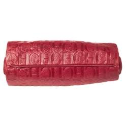 Pre Owned Carolina Herrera Red Monogram Leather Shoulder Bag