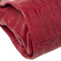 Pre Owned Carolina Herrera Red Monogram Leather Shoulder Bag