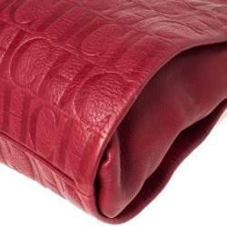 Pre Owned Carolina Herrera Red Monogram Leather Shoulder Bag