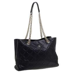 Pre Owned Carolina Herrera Black Quilted Leather Chain Tote